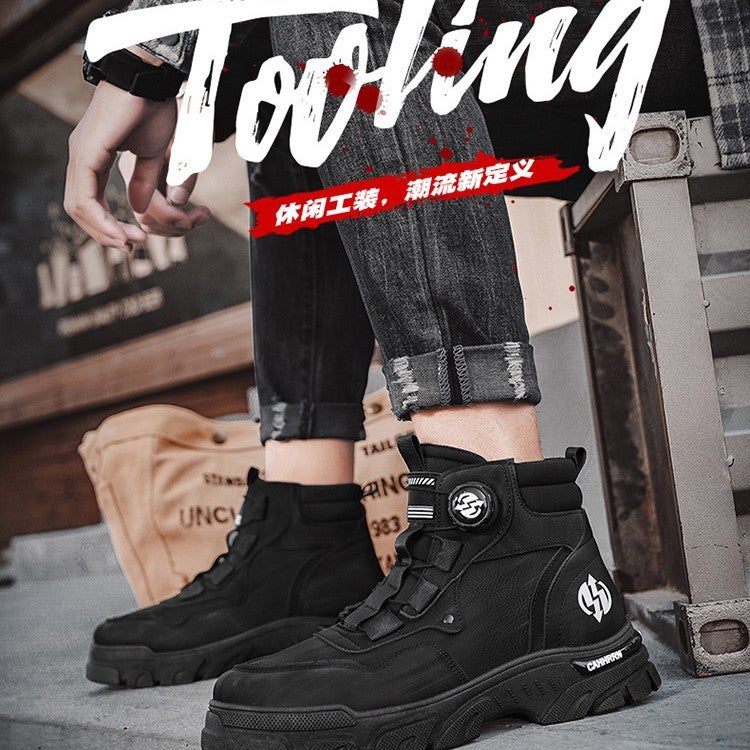 Martin Boots Men'S 2024 New Arrival British Style Men'S Shoes Workwear Mountaineering Rhubarb Boots Swivel Button Short Boots - Image 3